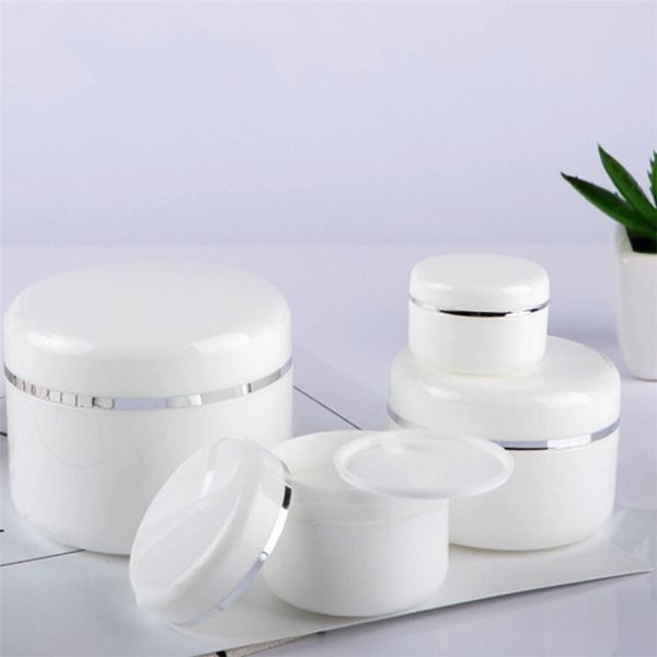 

20/30/50/100/150/200g empty white portable bottle refillable plastic cosmetic cream jar with inner liner