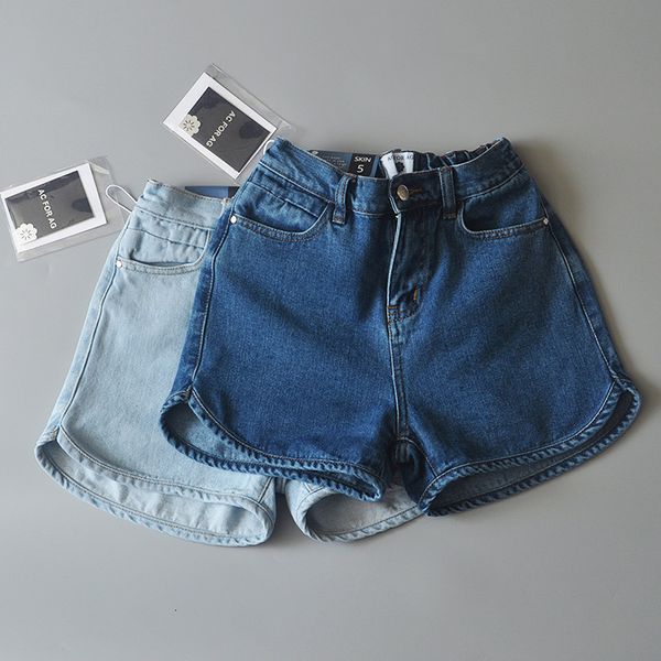 

2019 new summer style high arc ee denim shorts back waist elastic women's pants, Blue