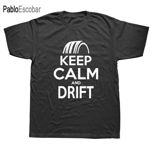 

новизна keep calm drift car trucker мужских короткие рукава крупногабаритных streetwear hip hop печатных тройники дизайнеров толстовки футбо