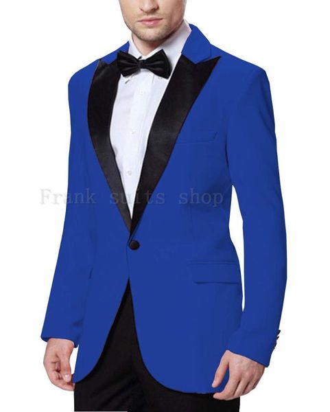 

men's suits & blazers 2021 classic royal blue men suit 2pieces (jacket+pants) groom tuxedos terno masculino vintage wedding prom blazer, White;black