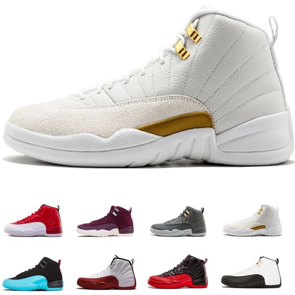 

12 12s basketball shoes playoffs taxi the master flu game gym red wolf gamma blue grey white trainers sport sneakers us 7-13