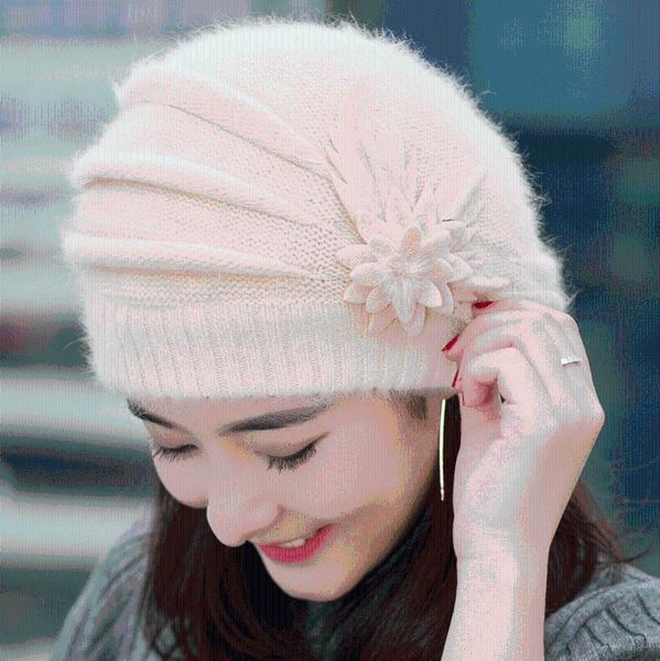 

lovely winter crochet hats for women beanie women flowers knitted hat beanies female hat chapeu feminino gorras adults bivakmuts, Blue;gray