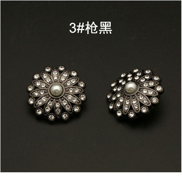 

flower metal gold buttons with pearl diamond rhinestone for clothing dress needlework women diy suit jeans sewing but jllvay, Blike;white