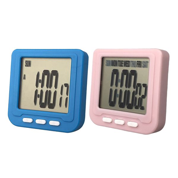 

2x small alarm clock simple design bedside clock baking timer travel clock