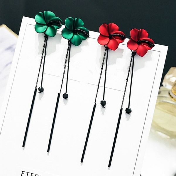

new fashion flower earrings jewelry flowers long female temperament tassel earrings product eardrop for women gift, Silver