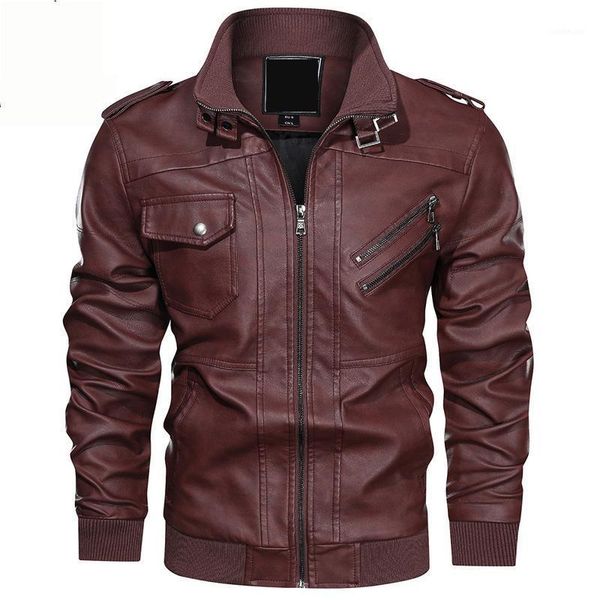 

autumn and winter new fashion trend stand collar leather jacket jacket casual fashion motorcycle clothing leather1, Black