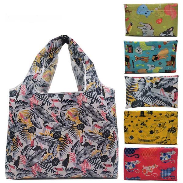 

fashion animal print eco bags multifunction canvas foldable grocery bags pouch bulk waterproof eco bag washable shopping bag kimter-k407fa