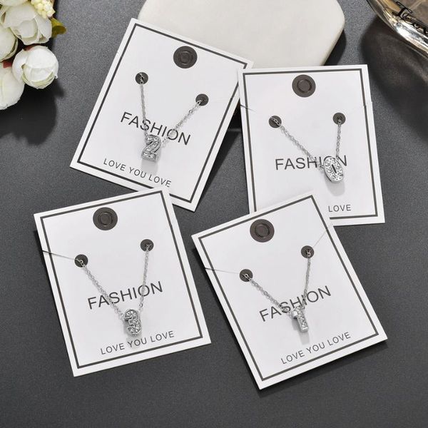 

pendant necklaces sale 0-9 digital pandent i love you fashion simple silvery chain rhinestone charm crystal women necklace jewelry gift, Silver