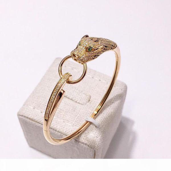 

leopard bangle wholesale leopard jewelry european and american style copper gold-plated style ring leopard bracelet diamond bracelet, Black