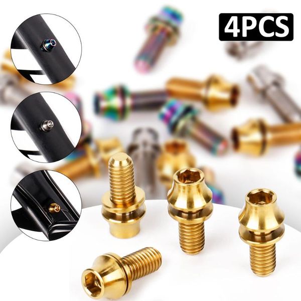 

4pcs tc4 titanium alloy bolts m5*12mm hexagon head for bicycle bottle cage holder screws installation mountain bike accessories