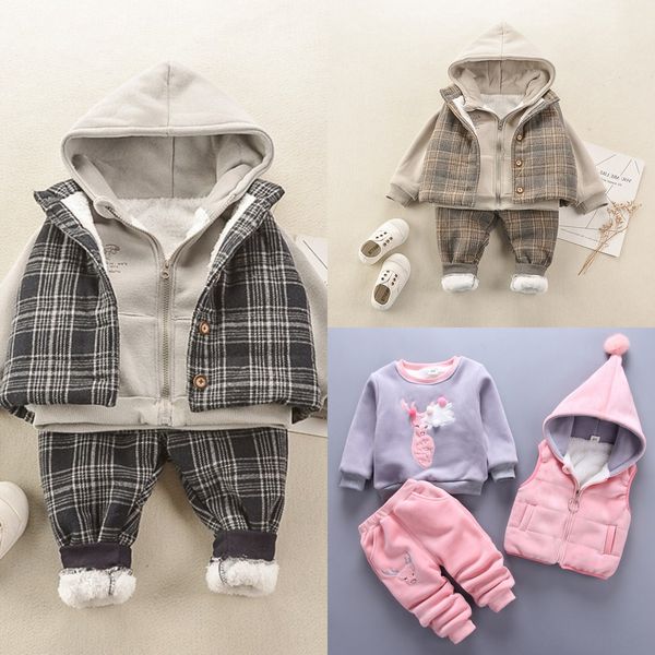 

boyswinter износ 2019 младенца boyssuit младенец износа плюшевый утолщенных три куска детского clothingsweater детского свитера 1-2-3-4 лет, Gray