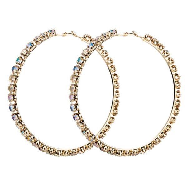 

hoop & huggie color mixing women earrings copper hyperbole round simple rhinestone large korean vintage party fashion charm gift 2021, Golden;silver