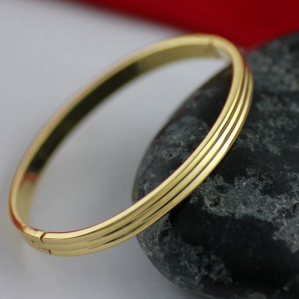 

3-layered smooth oval bangle 18k yellow gold filled womens bracelet bangle fashion jewelry, Black
