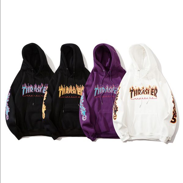 

men's hoodie 20fw autumn and winter new letter printing plus velvet sweater fashion street hip-hop couple trend sweater coat hoodie, Black