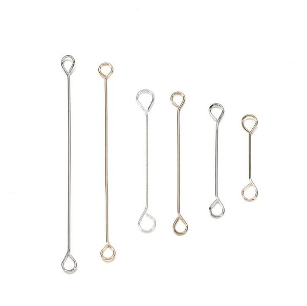 

50pcs lot 15 20 25 30 45mm metal steel double eye pin earrings ear connecting rod for diy jewelry pins making handcraft f bbyecu, Gray