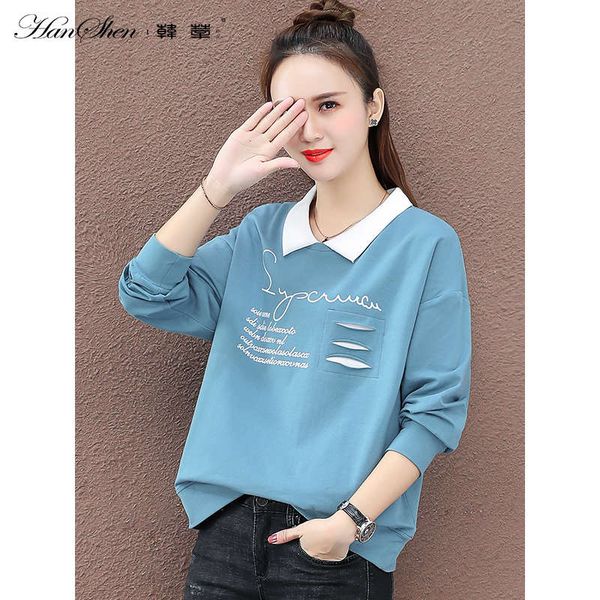 

foreign sweater women's spring and autumn thin style 2020 new korean loose age reducing cotton pullover hooded lapel top, Black