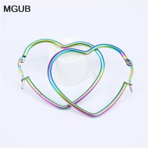 

hoop & huggie stainless steel fashion big heart-shaped earrings for women girl's hypoallergenic jewelry diameter 45-75mm lh849, Golden;silver