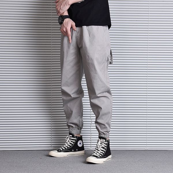 

2021 new fashion streetwear fit slack cargo deep black orange gray hip corridors male pants l3ai