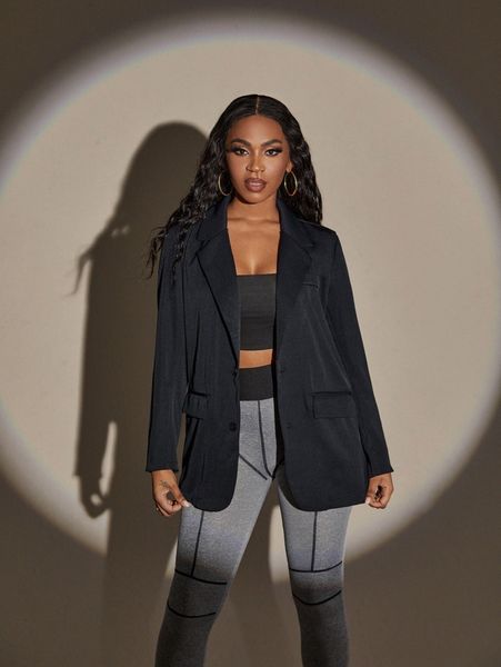 

single breasted flap detail blazer 273d#, White;black