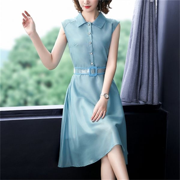 

sleeveless for blue korean pink dress ladies ladies'stripes ladies' office will see party dresses lnnu, Black;gray