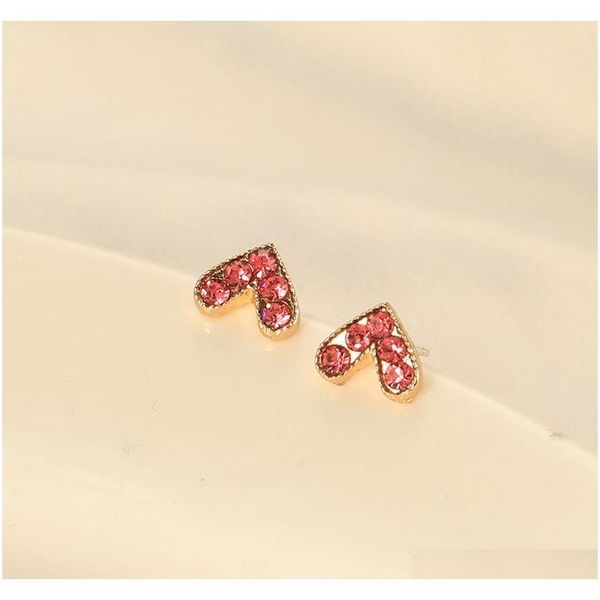 

fashion jewelry s925 silver needle cute heart stud earrings rhinstone sqccqa beauty888, Golden;silver