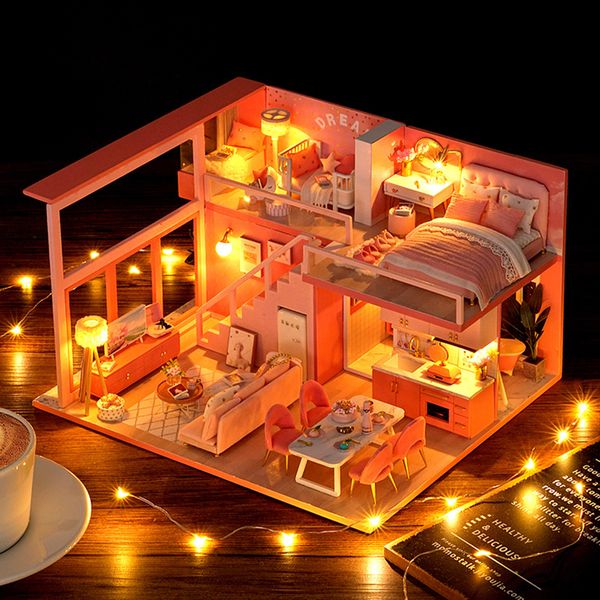 

miniature villa dollhouse model kit with furniture