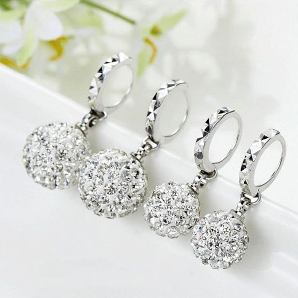 

dangle & chandelier elegant full crystal zircon round ball pendant drop earring for woman party wedding jewelry wholesale s-e251, Silver