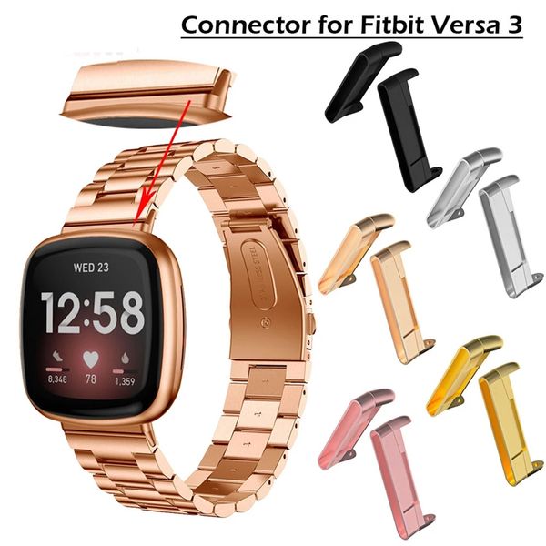 

1 pairs metal connector adapter for fitbit versa 3 watchband steel strap for versa3 bracelet band smart watch wristband adapter accessories