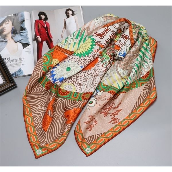 

new prints large square 100% silk scarf shawl hijab foulard x 35 inches y201007, Blue;gray