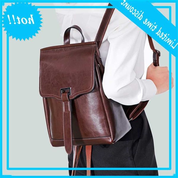 

2020 new fashion women's trend oil wax versatile leather backpack