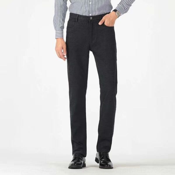 

hywss 2020 autumn winter thick double-sided jeans wear-resistant men's business men's and brushed and jeans straight pants micro e, Blue