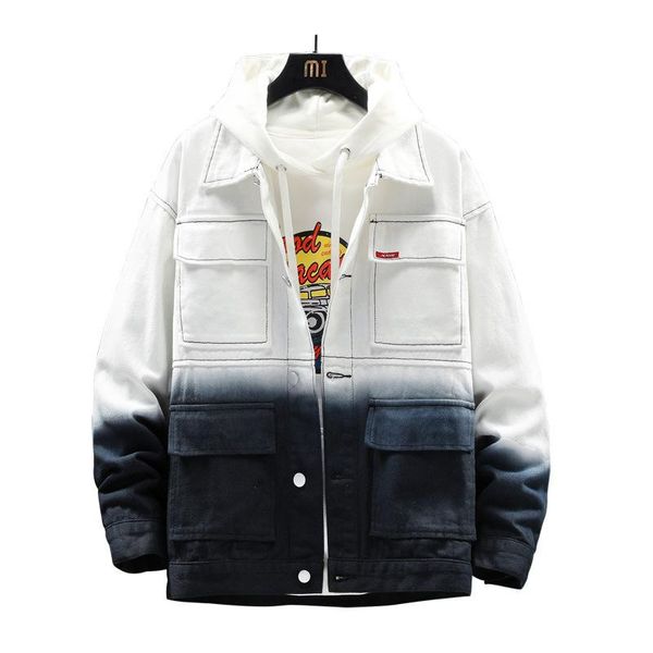

2021 autumn new men's denim jacket cotton casual loose coat men fashion clothing trends patchwork windbreaker korean clothes, Black;brown
