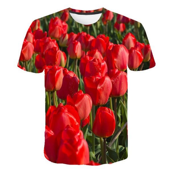 

tulip rose flower mens men 3d print shirts anime plus size graphic men clothing