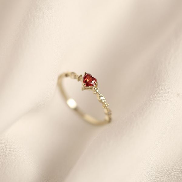 

925 sterling silver plating 14k gold simple ruby love women fashion tail ring party jewelry accessories engagement gift