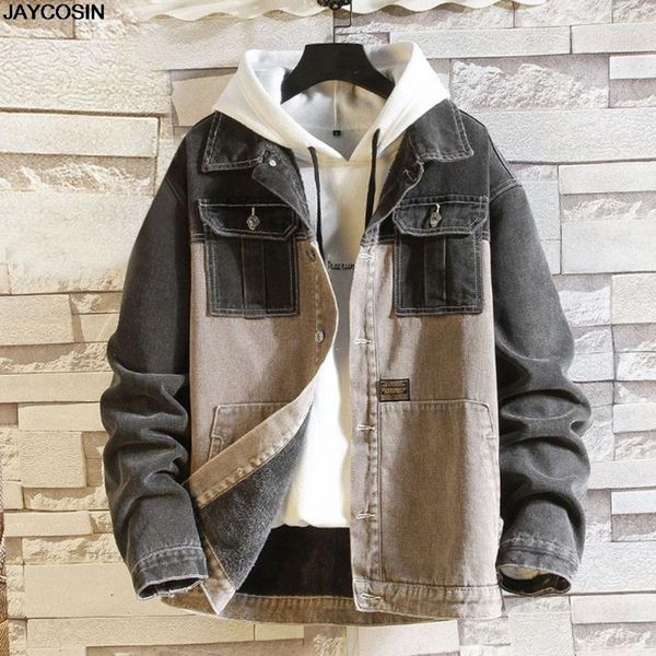 

klv jackets winter men's solid color pocket edging color gold button casual long trench long sleeve coats 2020 new 701, Black;brown