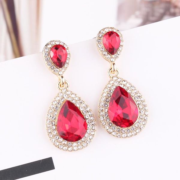 

lubov luxury water drop crystal stone inlaid pendant drop earrings rhinestone decoration dangle earrings women party jewelry, Silver