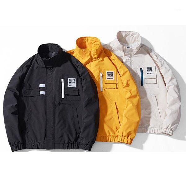 

2019 spring summer jacket men stand collar fashion thin zipper coat male slim print baseball jacket bomber1, Black;brown