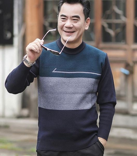 

men's sweaters 2021 sweater men warm knitwear mens middle and old age in winter 1896, White;black
