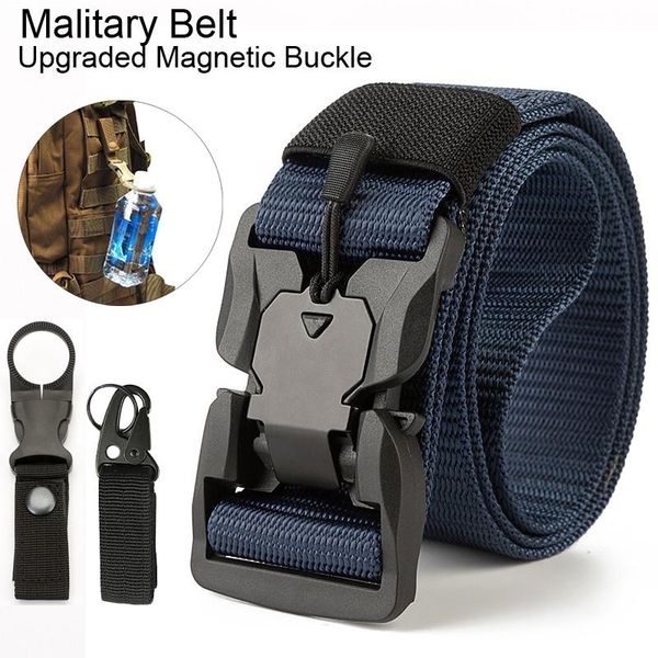 

casual tactical accessories waist belts for men belt molle outdoor magnetic buckle combat hiking army hunt kg-633, Black;gray