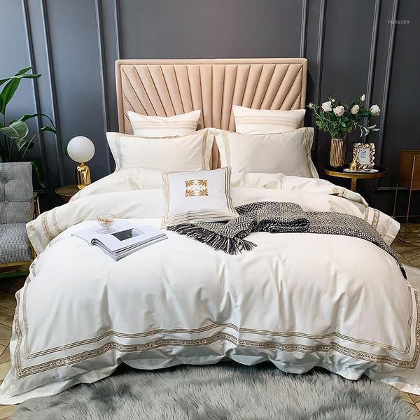 

600tc egyptian cotton bedding sets  king size embroidery bed duvet cover green bed sheets linen set 4/7pcs set1