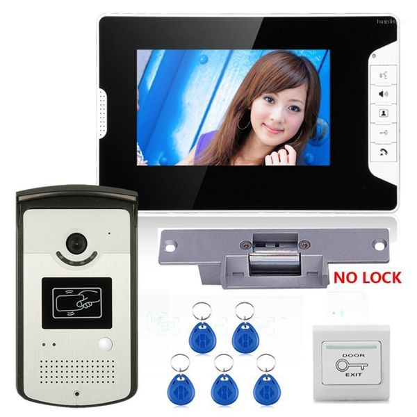 

video door phones 7" color intercom phone system with 1 monitor hd doorbell 1000tvl camera+ electric strike lock1