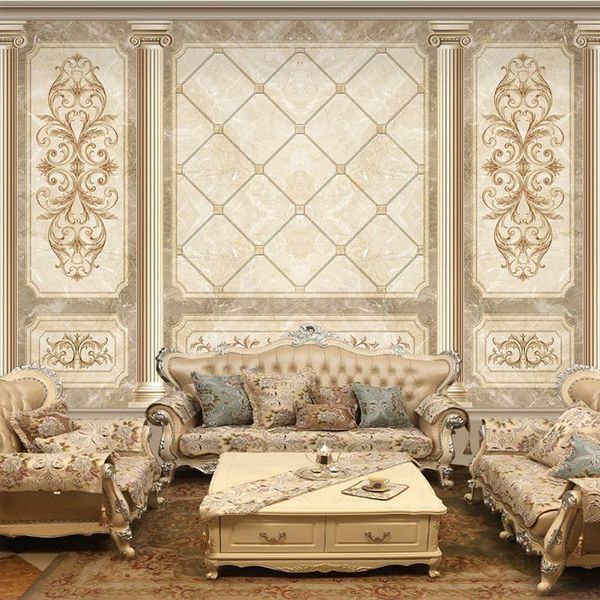 

p wallpaper european style retro art marble mural living room tv sofa bedroom luxury home decor painting papel de parede 3 d1