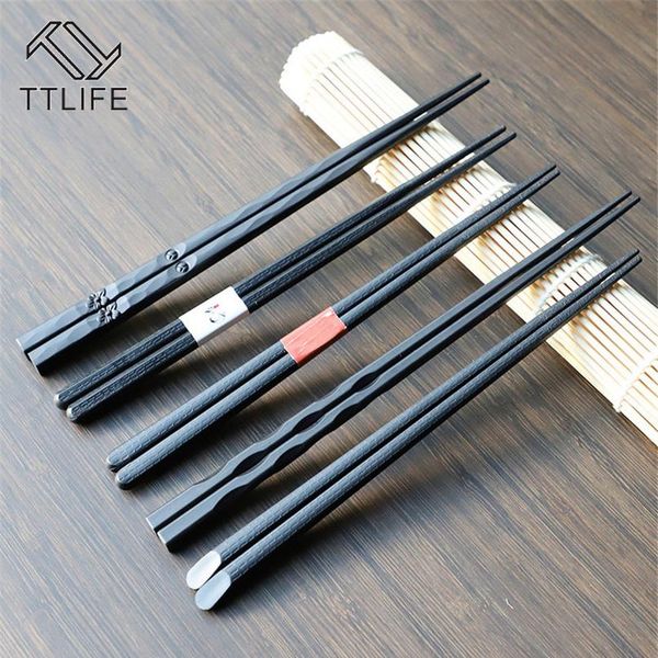

1 pair japanese chopsticks for sushi non-slip food sticks chop sticks reusable chinese chopsticks tableware gift kitch wmteow, Golden;silver
