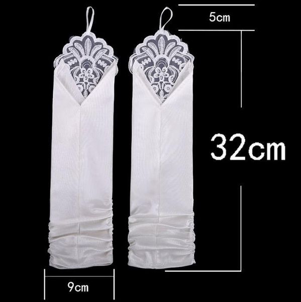 

women bridal long gloves fingerless embroidery lace glitter sequins solid color opera length mittens hook finger wedding h jlldln, White