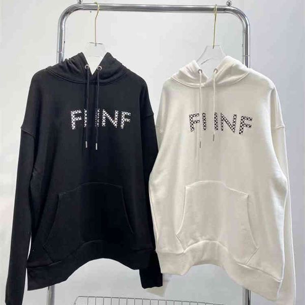 

autumn new print men's women's loose and thin pullover hoodie fashion, Black