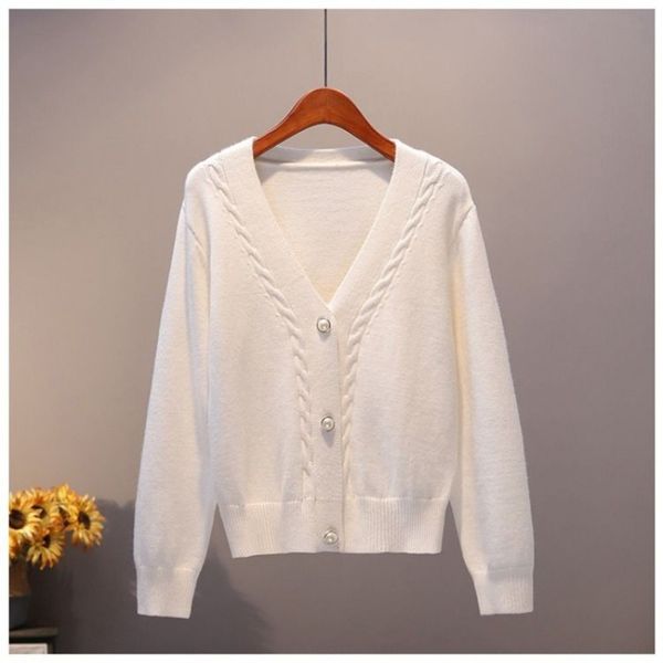 

кардиган женского вязания весна и осень 2020 новый корейский versioneasy носить с свитер курткой куртка короткими белыми осенью свитером twp, White;black