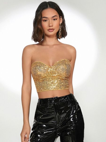 

off shoulder sequins tube n4oq#, White