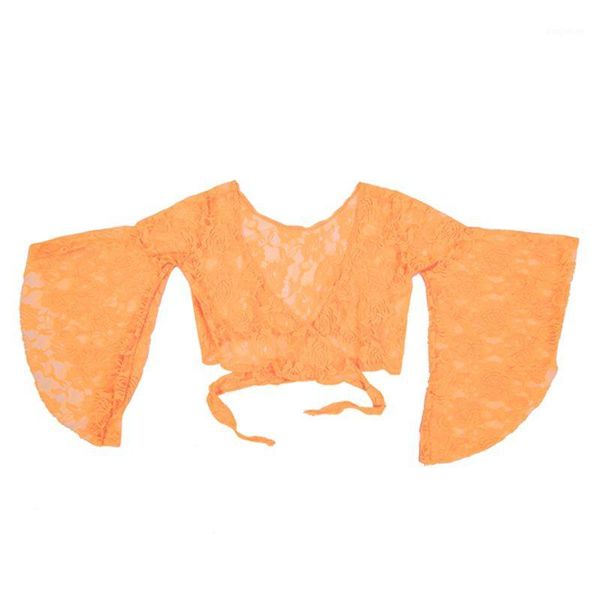 

belly dance dancing lace blouse bra dancewear costumes orange1, Black;red