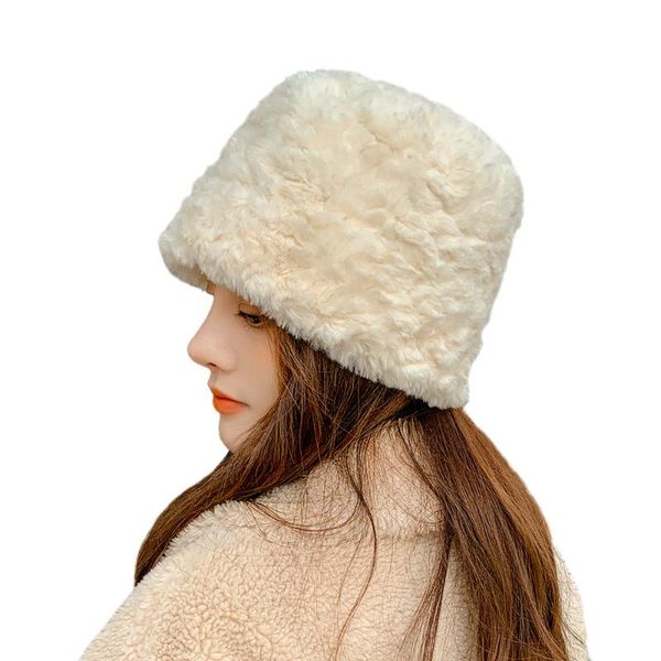 

autumn winter ladies hats imitation hair fashion small fragrance hood outdoor leisure travel bucket hat wholesale, Blue;gray