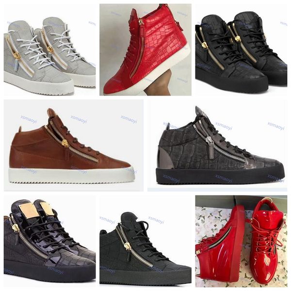 

2021 men womens gold double zipper design sneakers lovers genuine leather high color matching casual flats luxury zipper shoes 35-46, Black